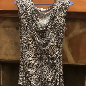 Animal print blouse.